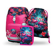 BAAGL SET 3 Airy Plus Flamingo: backpack, pencil case, bag - School Set