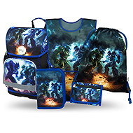 BAAGL SET 5 Ergo Roboti: aktovka, penál, sáček, zástěra, peněženka - School Set