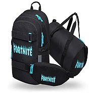 BAAGL SET 3 Skate Fortnite Blue: Backpack, Sports Bag, Bum Bag GRS - School Set