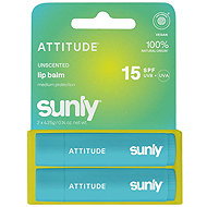 ATTITUDE Mineral Sunly SPF 15 Unscented 2× 4,25 g - Lip Balm