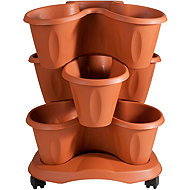 BAMA Flowerpot Trifoglio, set of 3 + bowl with wheels, terracotta - Flower Pot