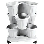 BAMA Flower pot Trifoglio, set of 3 + bowl with wheels, white - Flower Pot
