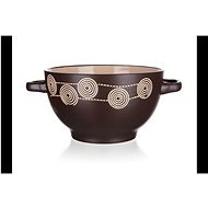 BANQUET Ceramic Bowl with Handle SPIRAL 660ml, Dark Brown, 6 pcs - Bowl