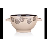 BANQUET SPIRAL Ceramic Bowl with Handle 660ml, Cream, 6 pcs - Small Bowl