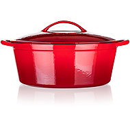 BANQUET Gusseisen-Backform EXCELLENT 40,5 × 25 × 19 cm 6,7 l mit Deckel rot - Bräter