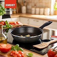 BANQUET METALLIC Black 24 cm enamel pan with non-stick surface - Pan