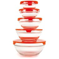 BANQUET BERGAMO, 5 pcs, with Plastic Lids, Glass - Bowl Set