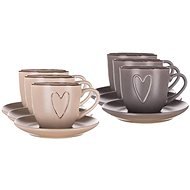 BANQUET Cup with saucer HEART 260 ml, mix of colours, 6pcs - Set of Cups