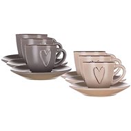 BANQUET Cup with saucer HEART 80 ml, mix of colours, 6pcs - Set of Cups