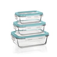 BANQUET DEANA Set of glass jars with lid 350 + 550 + 950 ml turquoise - Food Container Set