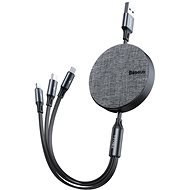 Baseus Fabric 3-in-1 Flexible Cable USB-C + Lightning + microUSB 1.2m grey - Adatkábel