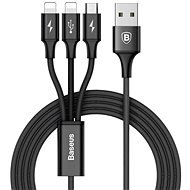 Baseus Rapid Series nabíjací/dátový kábel 3v1 USB (Micro USB + Lightning) 3A 1,2 m, čierna - Dátový kábel