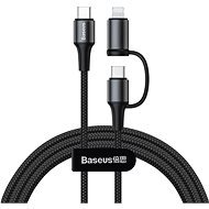 Baseus Twins 2 v 1 nabíjací/dátový kábel USB-C na USB-C + Lightning 60 W 1 m, čierny - Dátový kábel