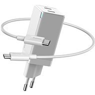 Baseus GaN Dual USB-C Quick Travel Charger 45W + Type-C (USB-C) Cable 60W 1m White - AC Adapter