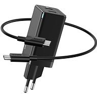 Baseus GaN Dual USB-C Quick Travel Charger 45W + Type-C (USB-C) Cable 60W 1m Black - AC Adapter