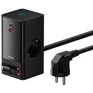 Baseus PowerCombo Digital PowerStrip 2AC+1U+1C+Retractable-C 65W with 1.5m power cord EU Black - Nabíječka do sítě