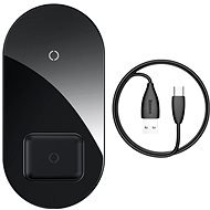 Baseus Simple 2 in 1 Qi Wireless Charger 18 W Max For iPhone + AirPods Black - Kabelloses Ladegerät