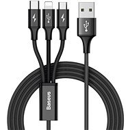 Baseus Rapid Series 3 in 1 Cable MicroUSB + Lightning + Type-C 3A 1.2M Black - Stromkabel