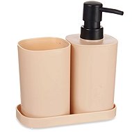 Berilo, with toothbrush cup and tray, plastic, beige - Soap Dispenser