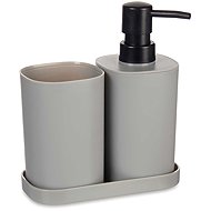 Berilo, with toothbrush cup and tray, plastic, grey - Soap Dispenser
