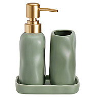Bathroom Solutions Eon, ceramic dispenser with gold pump and cup, green - Soap Dispenser