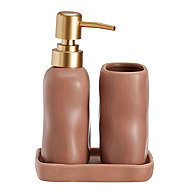 Bathroom Solutions Eon, ceramic dispenser with gold pump and cup, terracotta - Soap Dispenser