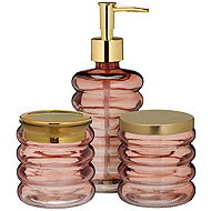 Bathroom Solutions Hum, glass dispenser, cup, jar, pink - Soap Dispenser