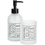 Bathroom Solutions Onyx, glass soap dispenser and toothbrush cup, white - Soap Dispenser