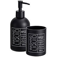 Bathroom Solutions Onyx, glass soap dispenser and toothbrush cup, black - Soap Dispenser