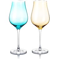 B. BOHEMIAN DION Wine glass set 500 ml Mix Blue and Yellow 2 pcs - Glass