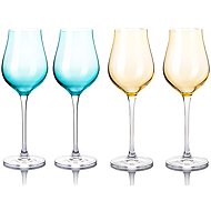 B. BOHEMIAN DION Set of prosecco glasses 250 ml Mix Blue and Yellow 4 pcs - Glass