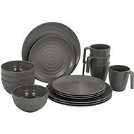 Bo-Camp Tableware 100% Melamine 16 Parts Stone Grey - Kemping edény