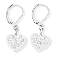 Ewena earrings heart with crystals - Earrings