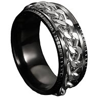 STYLE4 Chain ring with silver chain, black steel, 62 - Ring