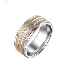 STYLE4 Ring with three shiny stripes, silver steel, 62 - Ring