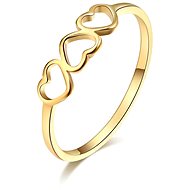 STYLE4 Prsten se třemi srdíčky, zlatá ocel - Ring