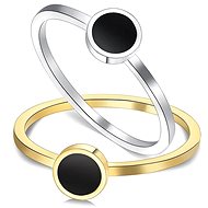 STYLE4 Ring with black circle, silver steel, 62 - Ring