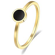 STYLE4 Prsten s černým kolečkem, zlatá ocel - Ring