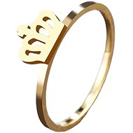 STYLE4 Ring with crown, golden steel, 50 - Ring