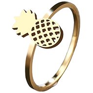 STYLE4 Ring with pineapple, golden steel, 50 - Ring