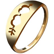 STYLE4 Prsten se dvěmi srdíčky a šípem, zlatá ocel - Ring