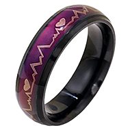 STYLE4 Prsten s emocemi - kardiogram, černá ocel - Ring