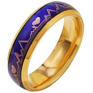 STYLE4 Prsten s emocemi - kardiogram, zlatá ocel - Ring