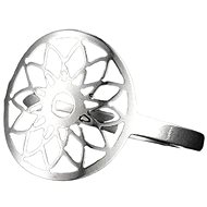 STYLE4 Ring with adjustable size - flower in circle, silver steel - Ring