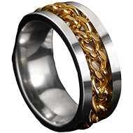 STYLE4 Ring Chain with gold chain, silver steel, 59-60 - Ring