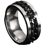 STYLE4 Chain ring with black chain, silver steel, 53 - Ring