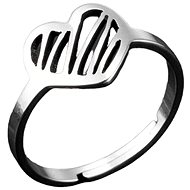 STYLE4 Ring with adjustable size - heart, silver steel - Ring