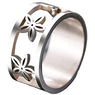 STYLE4 Ring with flowers, silver steel, 57 - Ring