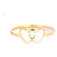 STYLE4 Prsten - propojená srdce, zlatá ocel - Ring