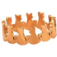 STYLE4 Ring with adjustable size - cats, golden steel - Ring